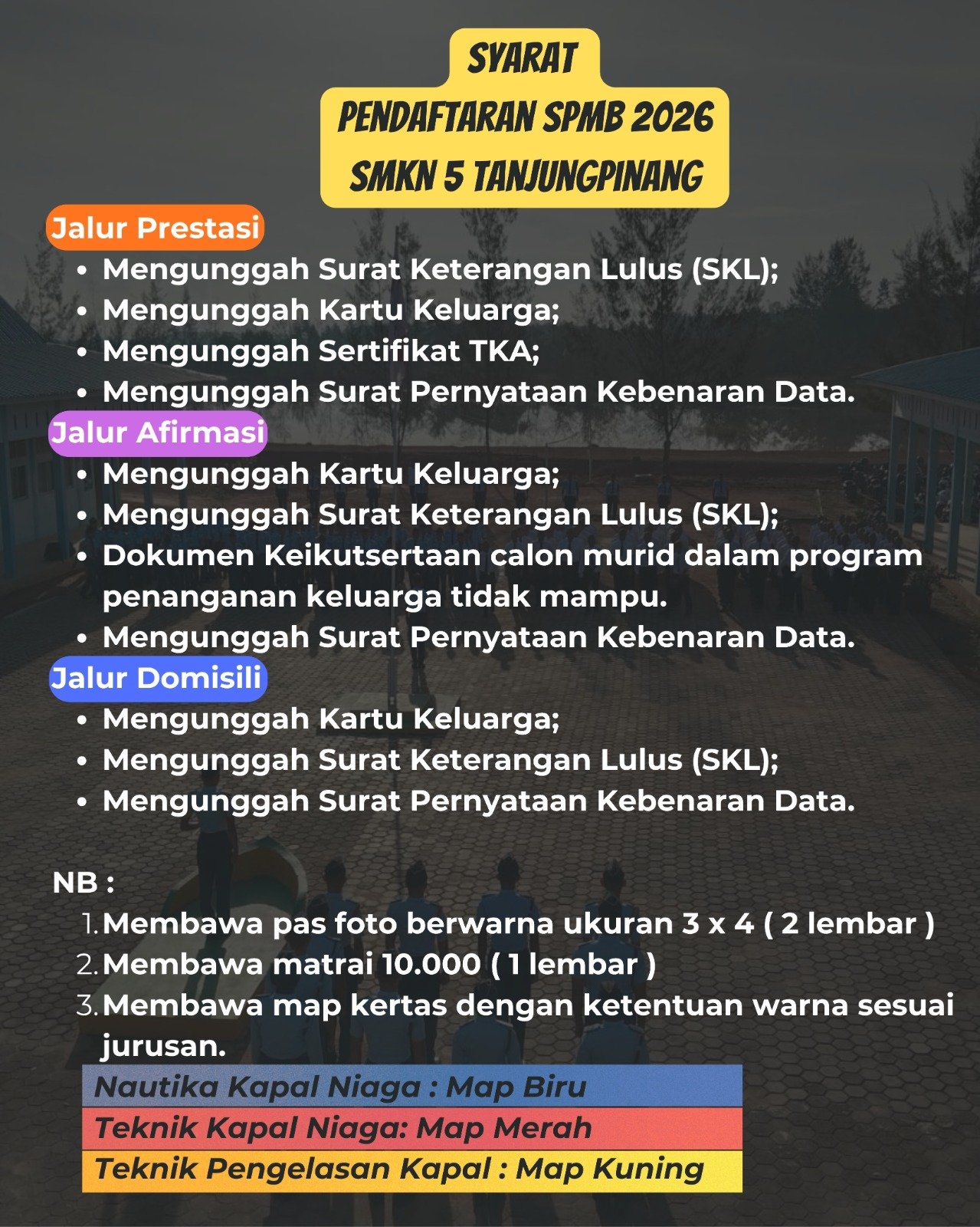 Ini Dokumen Wajib SPMB 2026 SMK Negeri 5 Tanjungpinang Lengkap